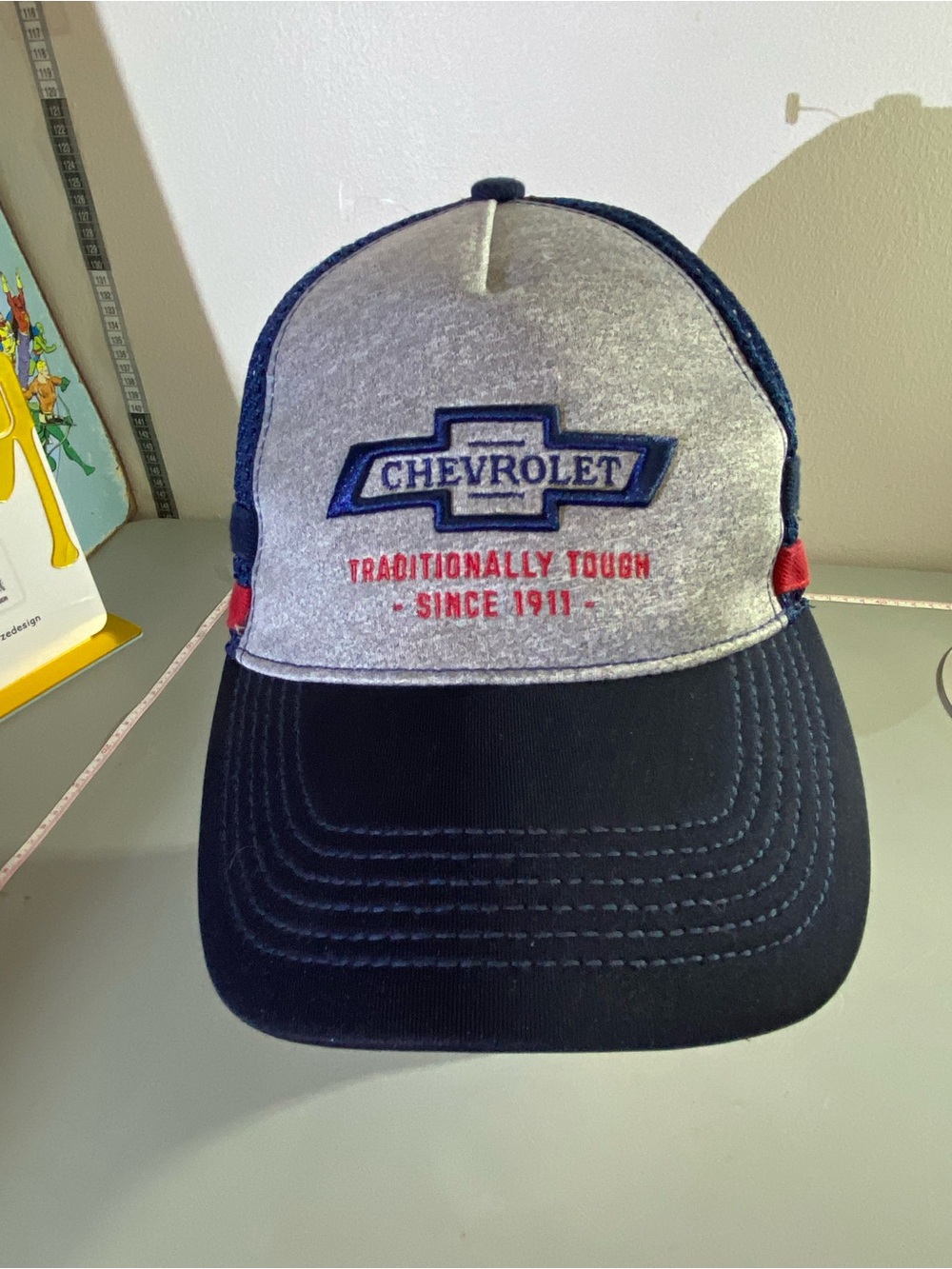 Chevrolet Men's Navy, Gray & Red Logo Trucker Hat